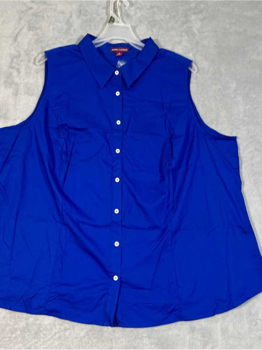 NWOT Jessica Women's London Sleeveless Blue Button Down Collared Shirt Size 28